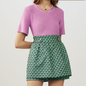 Maje Iden Jacquard Cropped Skirt Skort